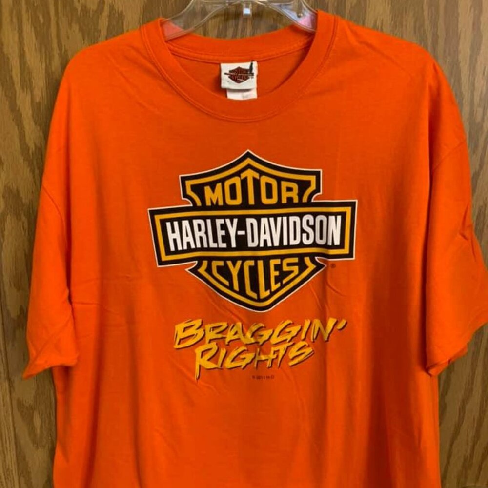 Size XL Harley Davidson Orange HD Crest T-Shirt